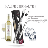 Brilamo Weinkühlstab mit 2 Stäben aus Edelstahl, Ausgießer und Verschluss