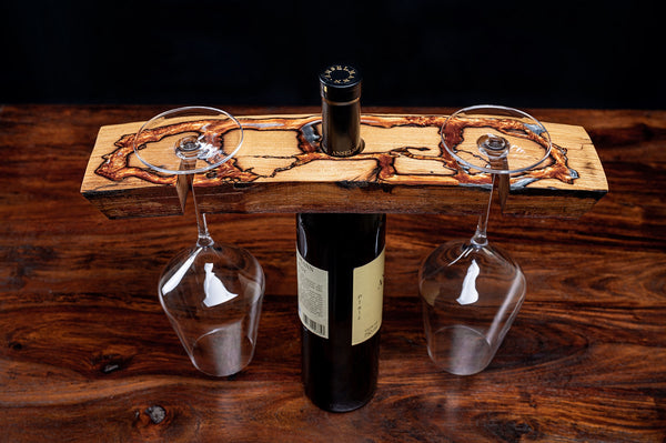 Weinflaschen- und Weinglas Halter (handgefertigt)